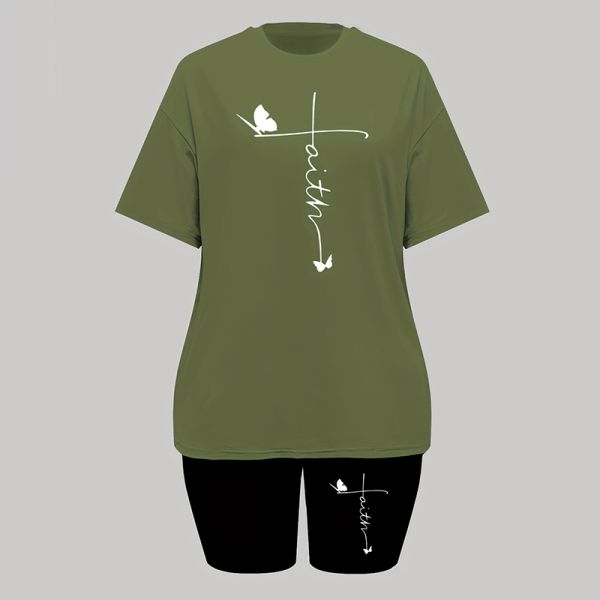 Solid Women Two Piece Outfits Short Machine Washable Casual Two Piece Set