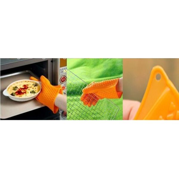 Red Silicone Kitchen Glove Non - Slip Adiabatic For Grill , Protect Hand