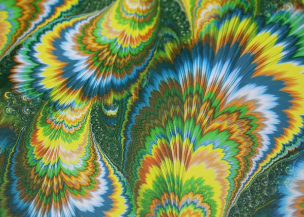 0.5 Mm Printed PU Leathergreen And Yellow Peacock Feather For Garment Shoes