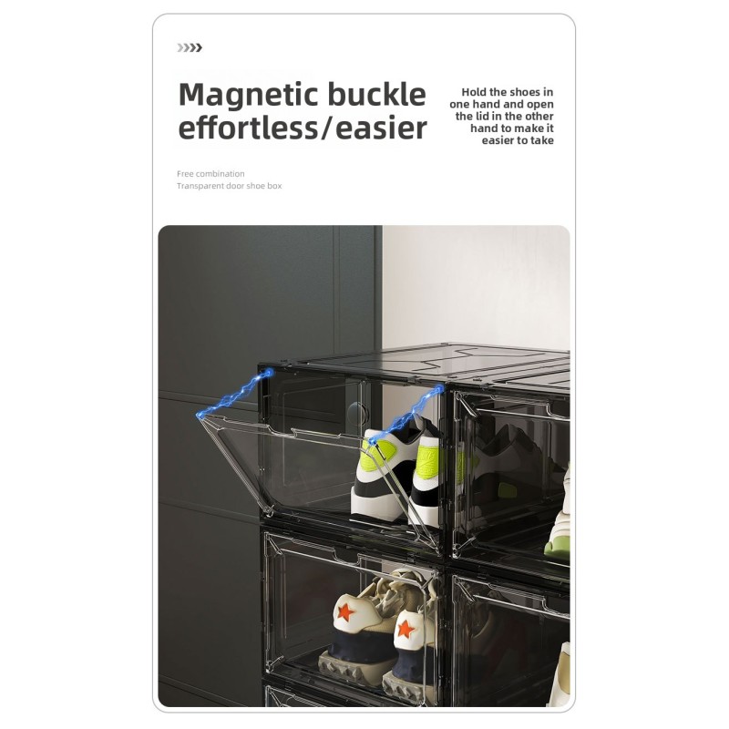 Wholesale Transparent Acrylic Shoe Box Thickened Magnetic Closure Shoe Storage Organizer Clear Display Case for Home Dorm