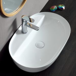 Bassin de lavage en céramique moderne fait à la main Porcelaine Blanc Single