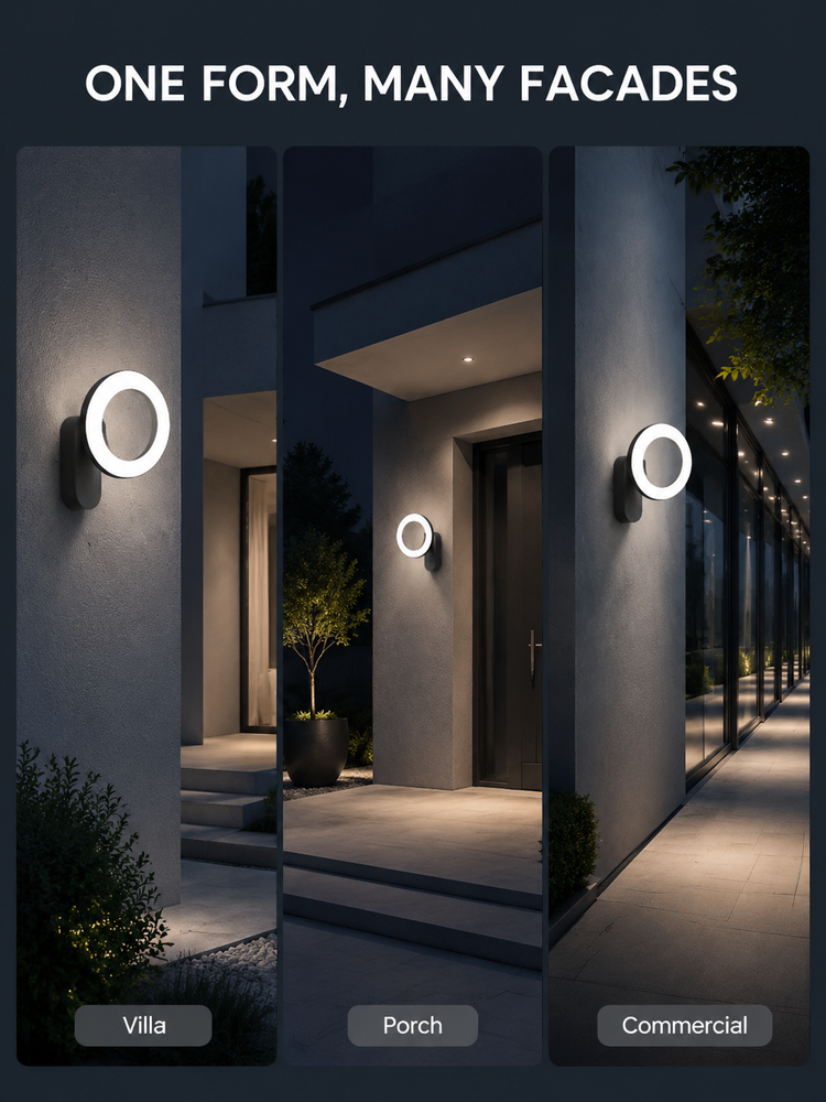 24W Rotatable LED Garden Lights Double Sided Ring Outdoor Wall Light For Villas Entrances
