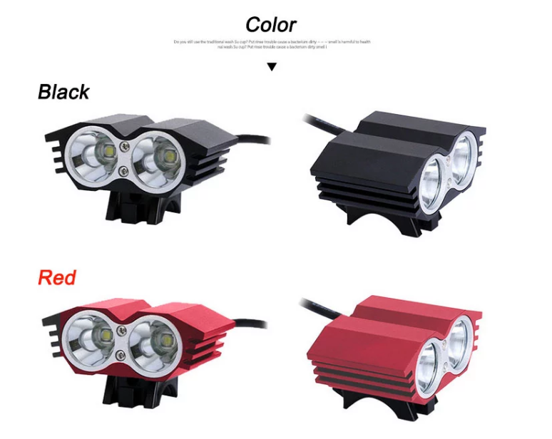4 Modes LED Headlight For Bike , T6 LED 2000LM X2 M2 Rechargeable MTB Lights