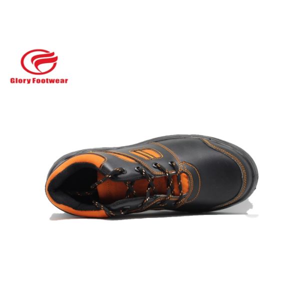 Orange Mesh Steel Toe Work Shoes , Full Grain Breathable Smooth Leather Steel Toe Shoes