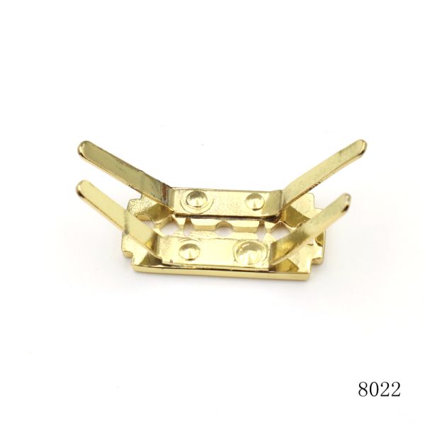 Gold Plated Custom Hollow Metal Logo Tag With Two Prongs For Handbag Purse