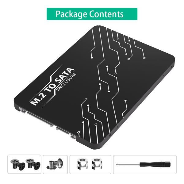 M.2 Adapter to 2.5 SATA Enclosure, B & M Key  Based NGFF Converter to 2.5 Inch  3.0 Card Support  Hard Drive with  Case