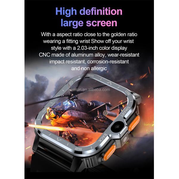 PGD 4G Smart Watch 1.99-inch HD IPS Screen 800mAh Battery IP67 Waterproof