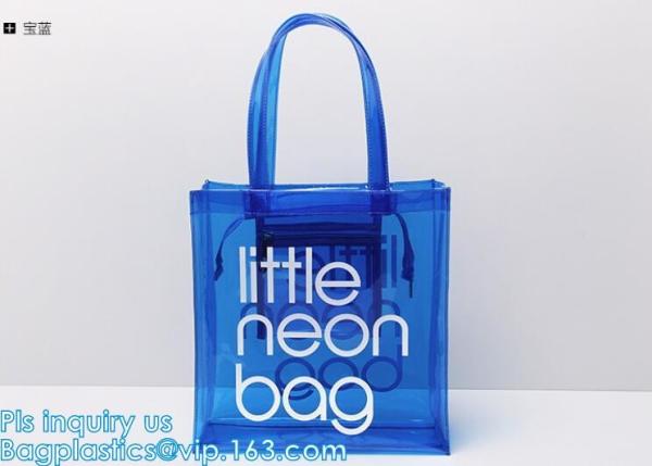 PVC soft pouch bag with round, packaging bag with embroidery recyclable quilt packaging bag, Handle Bag, PVC Shopping Ba