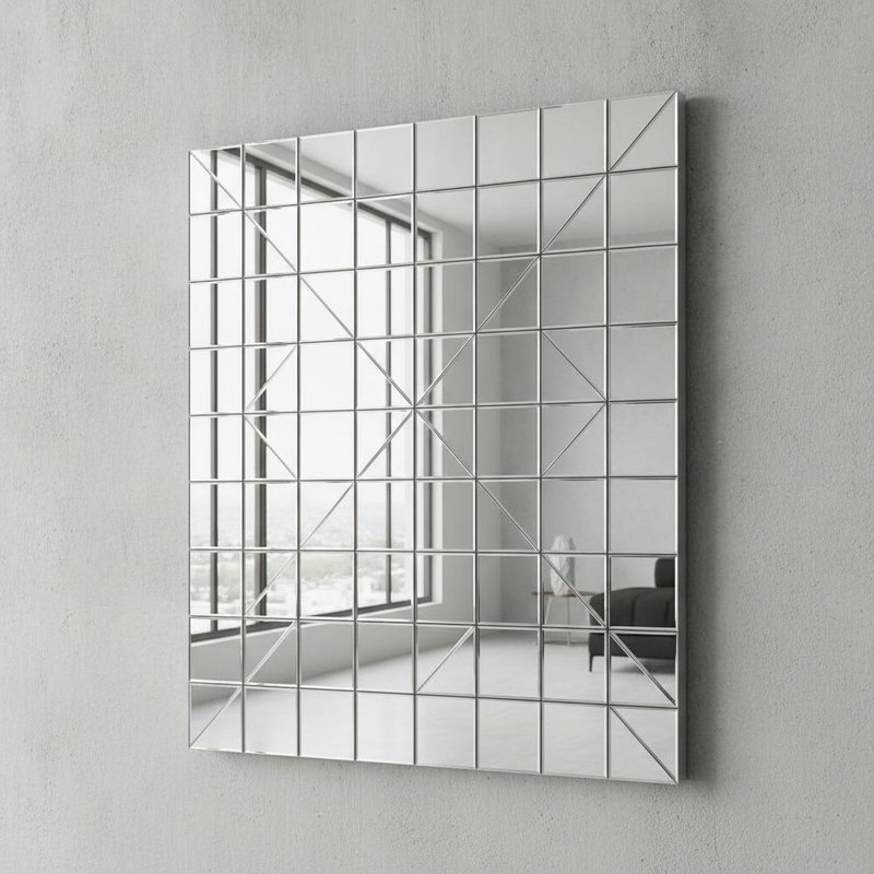 Crystal Mirrored Square Shape Decorative Mirror for Wall Decor