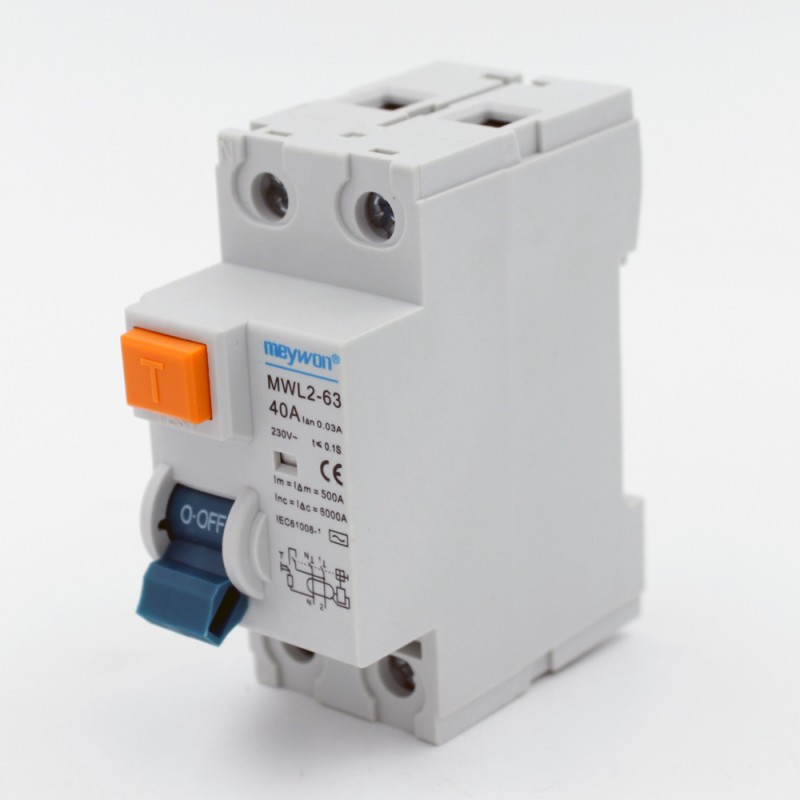 25A 40A 63A Electromagnetic Type RCBO Residual Current Operated Circuit with 2 Pole Rccb Miniature Circuit Breakers AC Type a