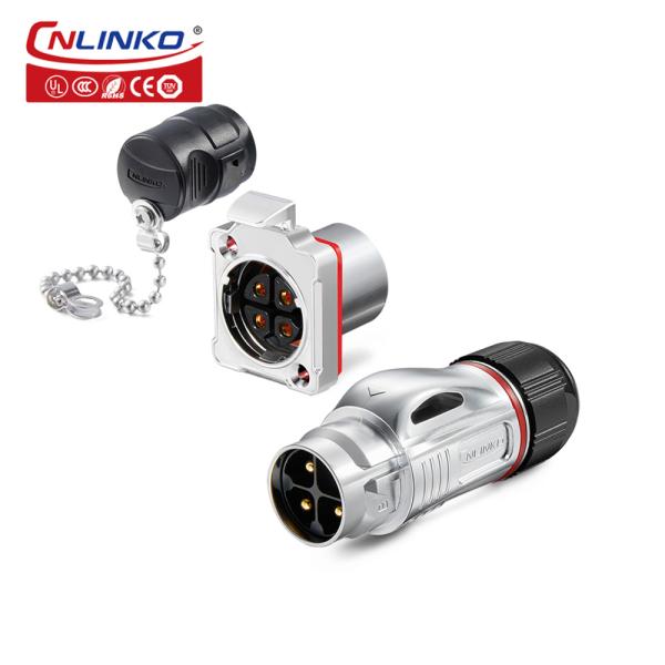 M24 Metal Version Panel and Butt Mount 4 Pin Industrial Waterproof Power Connector