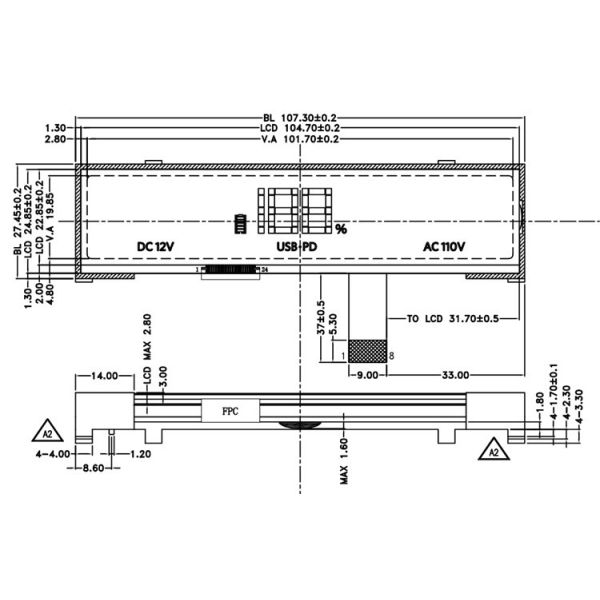 HT1621 Driven Segment LCD Module VA Black Film Negative Display FPC Connection For UPS Power Supply