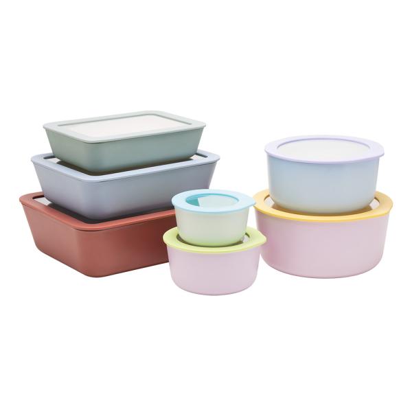 Colorful Non Stick Coating Glass Food Storage With Glass Lids Glass Fruit Storage Containers