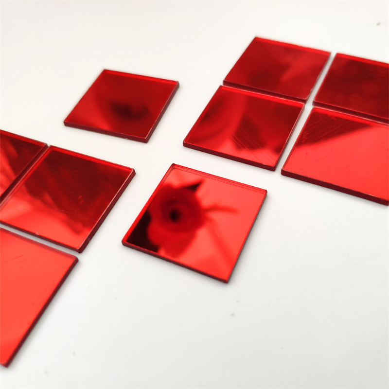 1.3mm Thick Red Acrylic Mirror Sheet Square Acrylic Mirror Tiles for DIY Crafts&Home Decor