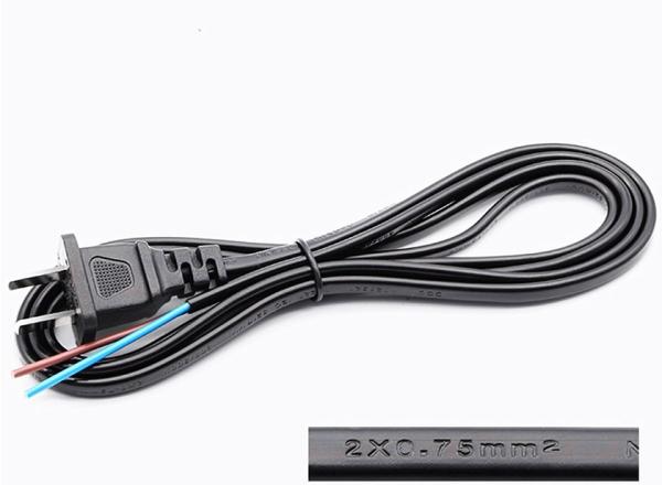 High quality 2 pin copper black power cord with striped end 10A/16A power cable