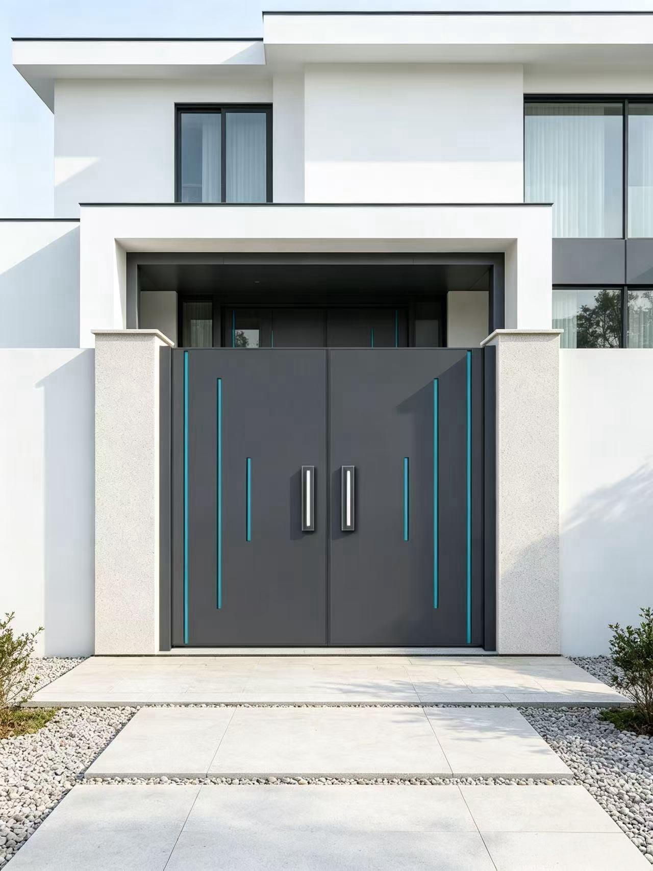 Modern Minimalist T6-T5 Aviation-grade Aluminum Alloy Custom Size Electric Control Courtyard Gate for Villa Gardens