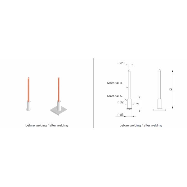 goupilles bimétalliques d'isolation de 3mm avec 6 x 13 millimètres de matière première en aluminium