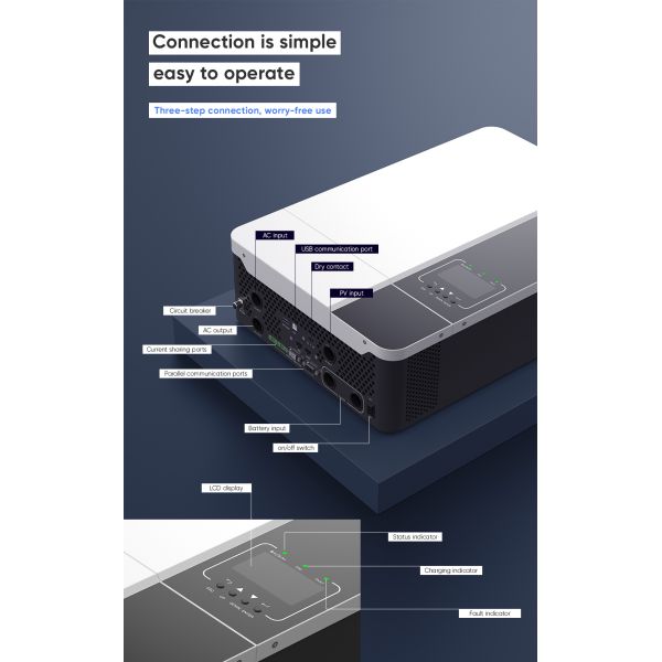 Growatt Solar Inverters 8Kw 10Kw Split Phase Hybrid Inverter With Mppt Charge Controller