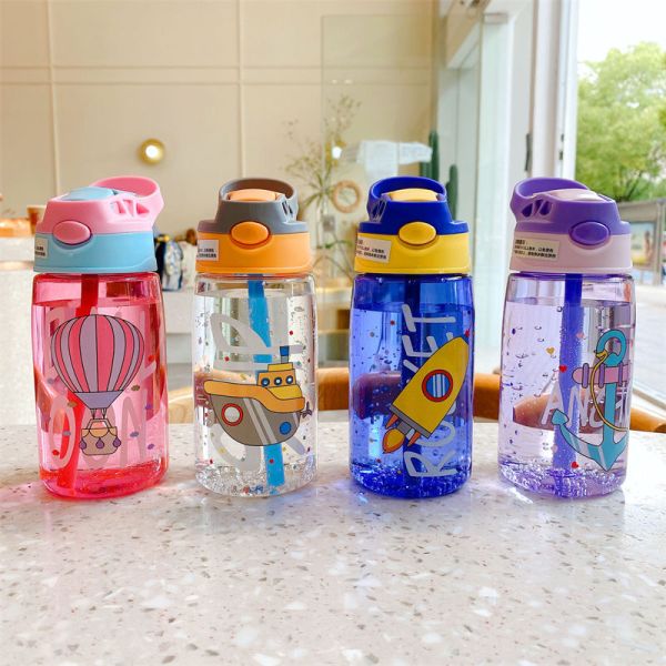 Customized Logo Acceptable 480ml Plastic Cute Cartoon Pattern Water Bottle for Kids