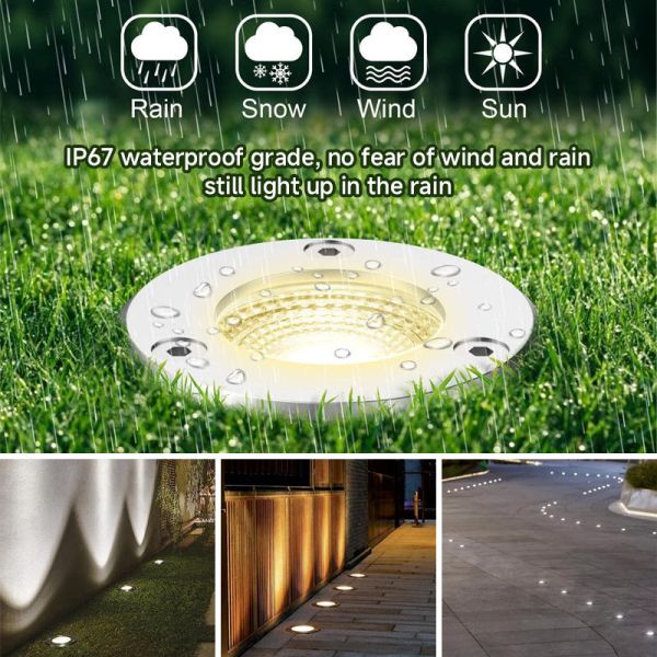 IP67 Outdoor Light Warm White COB Underground Light Round Shape Inground Light 304 Stainless Steel LED Black 80 IP67 Wat