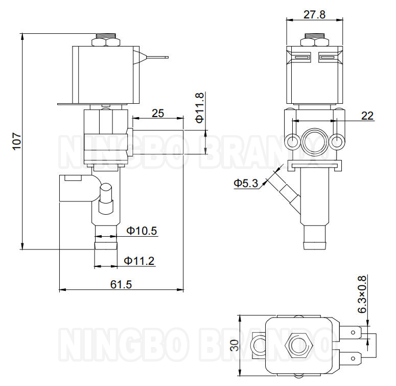 Solenoid Valve for Coffee Beverage Vending Machine Parts 220V 110V 24V 12V