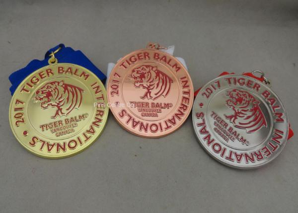 Die Stamped Martial Arts Ribbon Souvenir Medal Brass Material Enamel For Awards