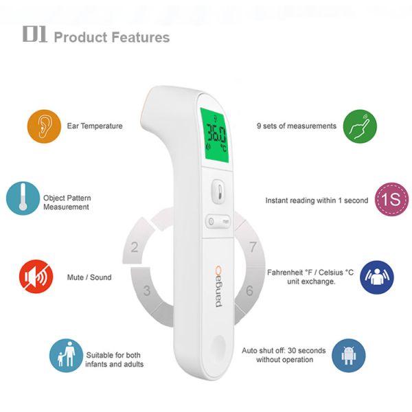 Baby Rohs Infrared Forehead Thermometer 3~5cm Test Distance 9 Sets Of Memory