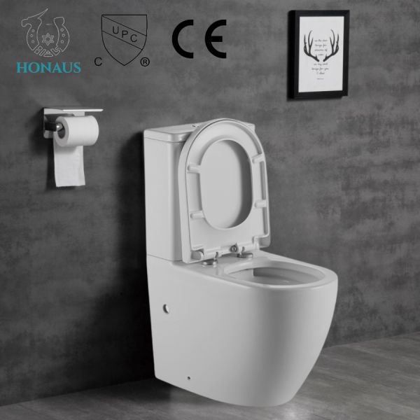 ISO Modern 2 Piece Toilet Bowl Soft Cover Cyclone Flush Toilet For Hotel Home