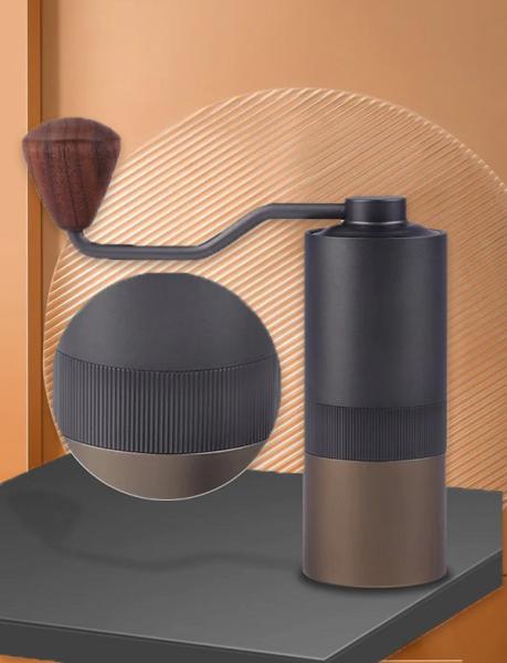 Aluminum Alloy Portable Hand Coffee Grinder Walnut Wood Handle