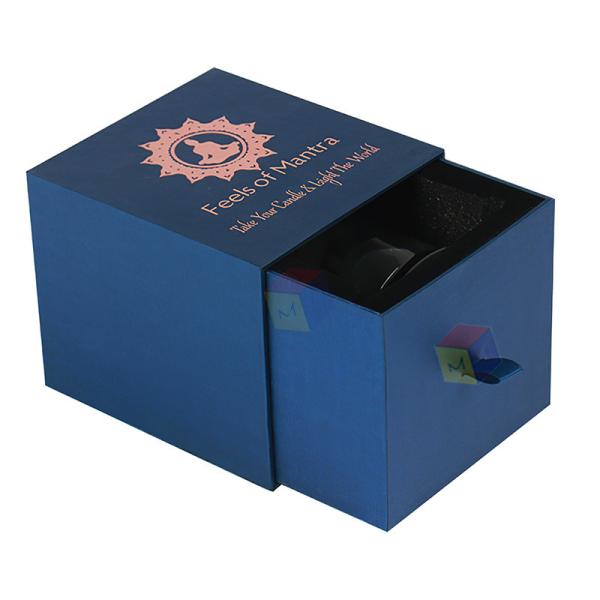 Handmade Rigid Cardboard Paper Custom Logo Luxury Sliding Drawer Scented Candle Gift Box Packaging With Foam Insert