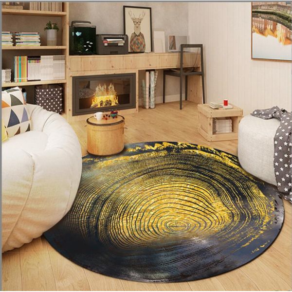 Vintage Imitation Wood Round Animal Pattern Carpet Living Room / Hotel Carpet