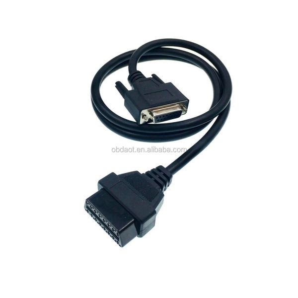 Lightweight AOTAI RS232 DB 15 Pin OBD II 16 Pin Male to DB15 Female Adapter Cable Auto OBD To DB15 Length 50cm/custom