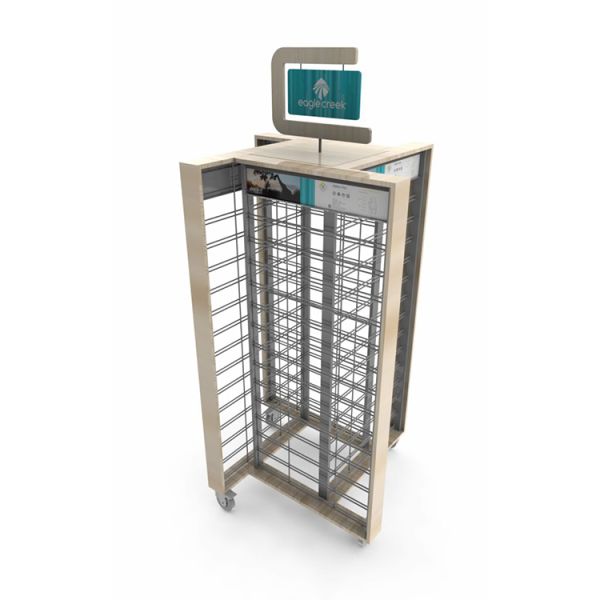 На открытом воздухе стеллажи для выставки товаров магазина одежды ярусов выставочной витрины 2 одежды куртки для пригонок моды