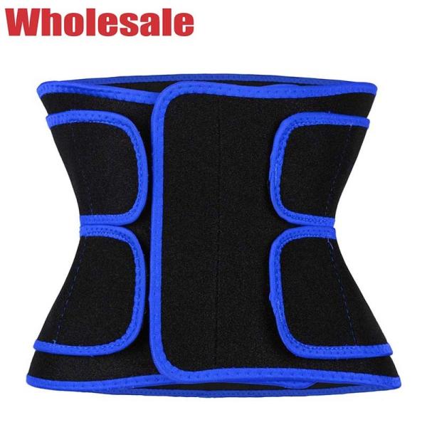 Blue Neoprene 2 Band Waist Trimmer Belt Workout Waist Sweat Band