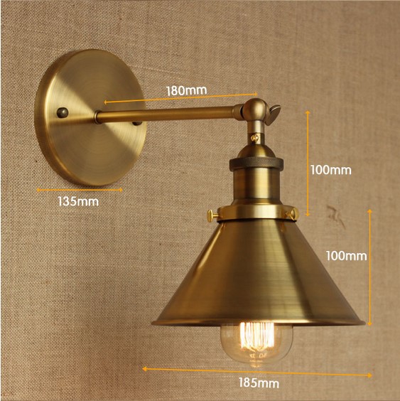 Wrount Iron Brass Vintage Wall Lamp Light For Cafe Room Edison brass wall lamp （WH-VR-105）