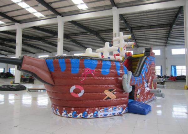 Casa inflável do salto do barco do pirata da grande pintura digital inflável exterior do PVC da resistência de fogo do navio de pirata das crianças