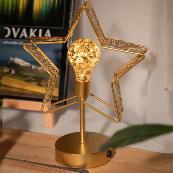 23*10.5*29cm Hollow Star Shape Night Light  Wrought Iron Bedside Lamp