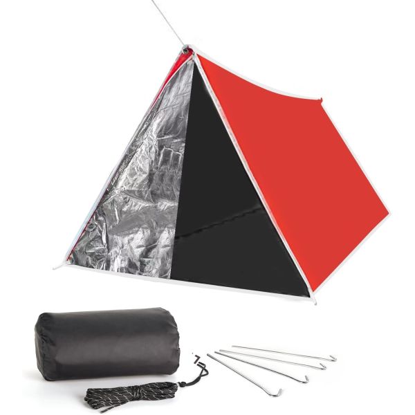 Emergency Tent, 2 Person Tube Tent Survival Shelter Paracord, Stakes, Whistle Ultralight Survival Tent Emergency