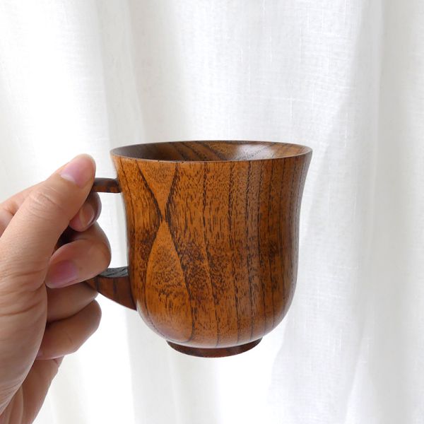 Solid Wood Retro Coffee Cups Restaurant Insulation Jujube Wooden Tea Mug