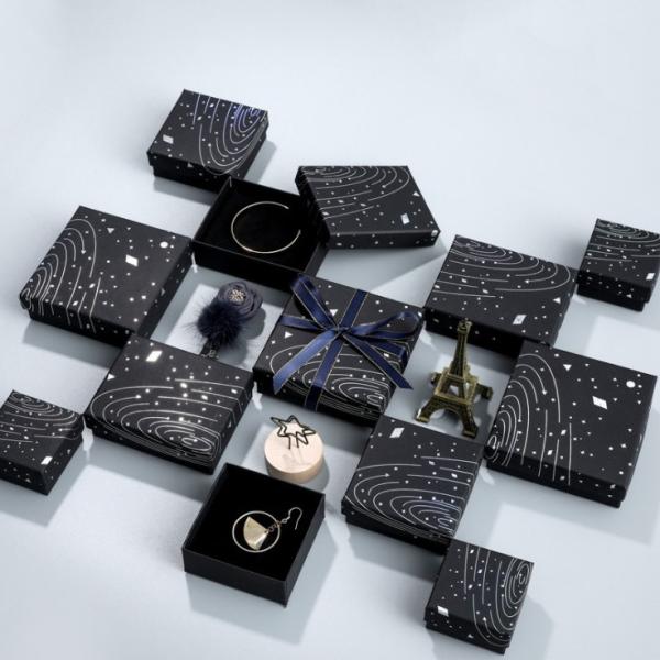 Rectangle Small Jewelry Packaging Boxes Earrings Luxury Paper Gift Box Black