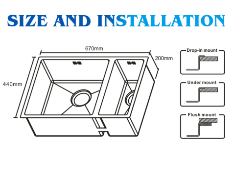 Fregadero de cocina nano del acero inoxidable de Undermount del oro de PVD sin el grifo