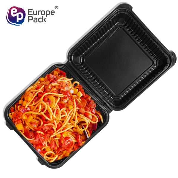 New arrival biodegradable corn starch 8 inch clamshell black food bento lunch boxes