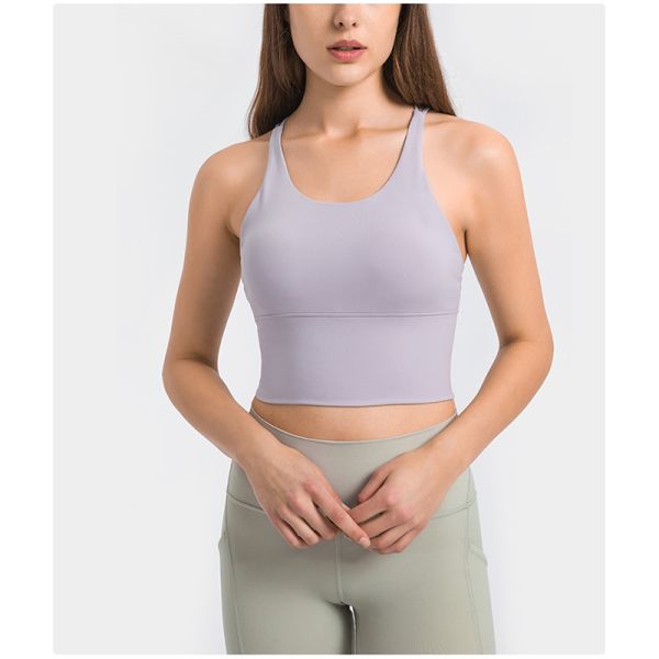 Разминка задней части Criss бюстгальтеров спорт женщин йоги Strappy проложила беспроводную верхнюю часть йоги