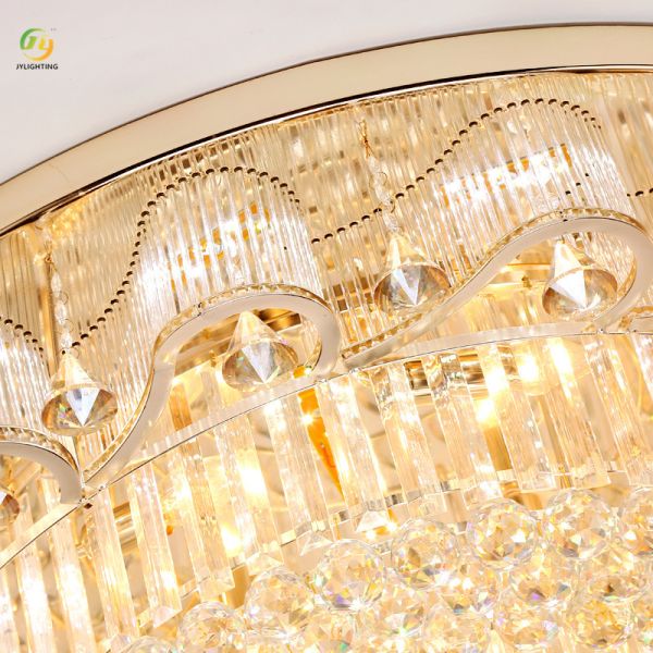 JYLIGHTING Crystal Ceiling Lamp Round Living Room Lamp Modern Simple Atmosphere European Restaurant Bedroom LED Ceiling Light