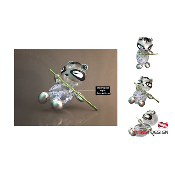 Stainless Steel Panda Shape Landscape Sculpture for Outdoor Decoration and Landscaping