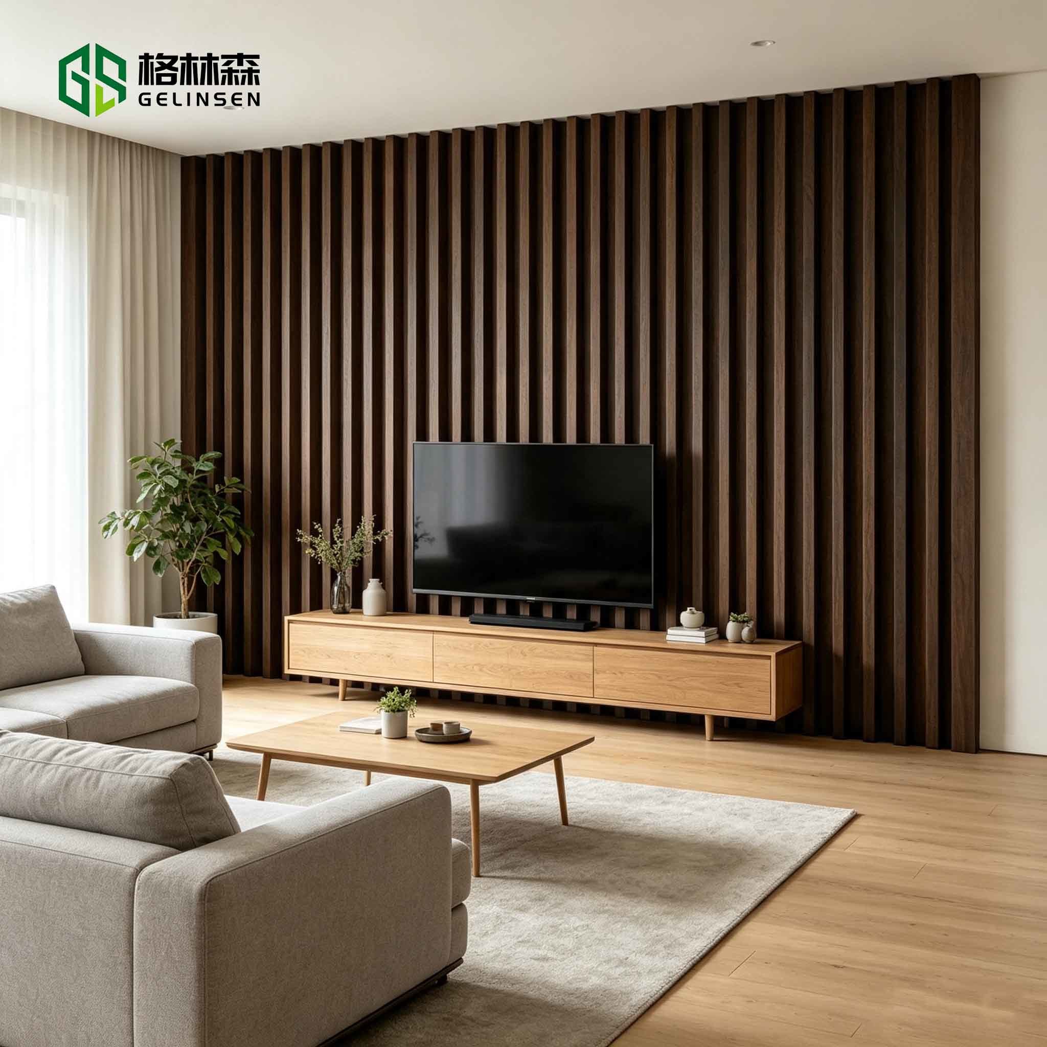 Hollow PVC Fluted Wall Panel 150*17mm 3D Slat Cladding Easy Installation for Home Theater