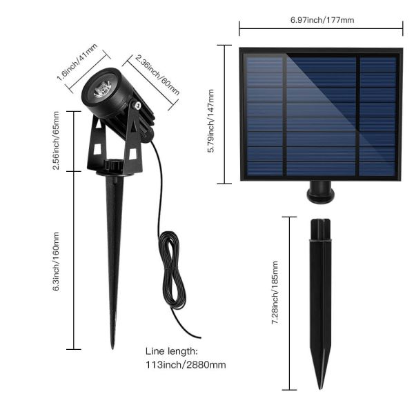 6000K 100-200LM Solar Powered Garden Spike Lights / Solar Landscaping Spotlights