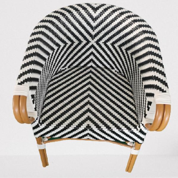Bamboo garden furniture plastic rattan wicker woven luxury outdoor dining chair armrest zebra chai---6306
