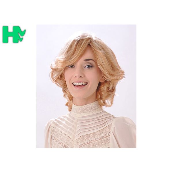 Loose Curly Wavy Short Synthetic Wig Natural Hairline , Non - Remy Hair Grade