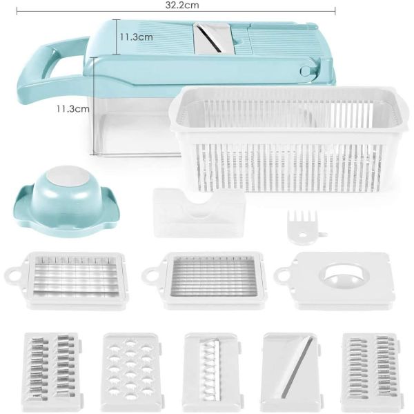 Custom Logo Stainless Steel 8 Blades Potato Onion Food Chopper Mandoline Vegetable Slicer